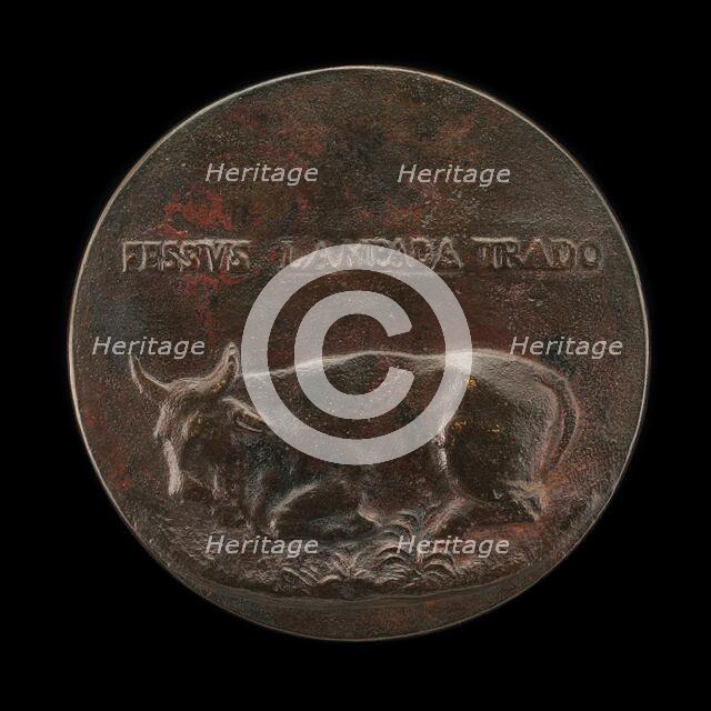 Reclining Bovine [reverse]. Creator: Martino da Bergamo.