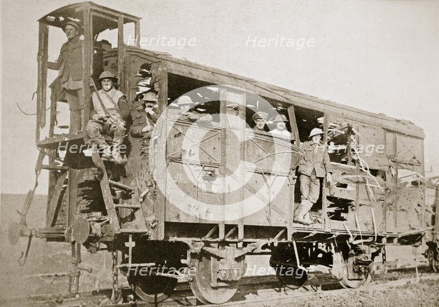 Captured German railway carriage, the Ancre, France, World War I, 1916. Artist: Unknown