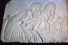 Egyptian relief of scribes. Artist: Unknown