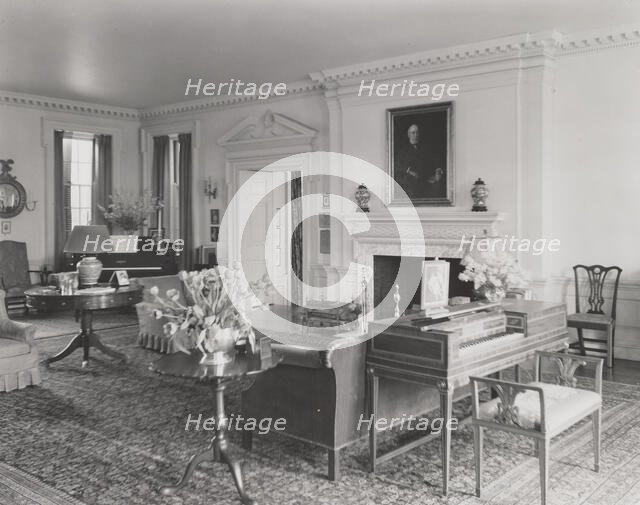 The Rocks, home of Mr. & Mrs. Pierre Gaillard - Living Room w / fireplace, between 1926 and 1950. Creator: Frances Benjamin Johnston.