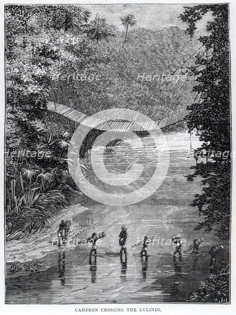 Crossing the Lulindi, Verney Lovett Cameron (1844-94) Artist: Unknown