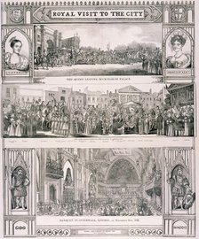 Queen Victoria's visit to the City of London, 1837. Artist: Nathaniel Whittock