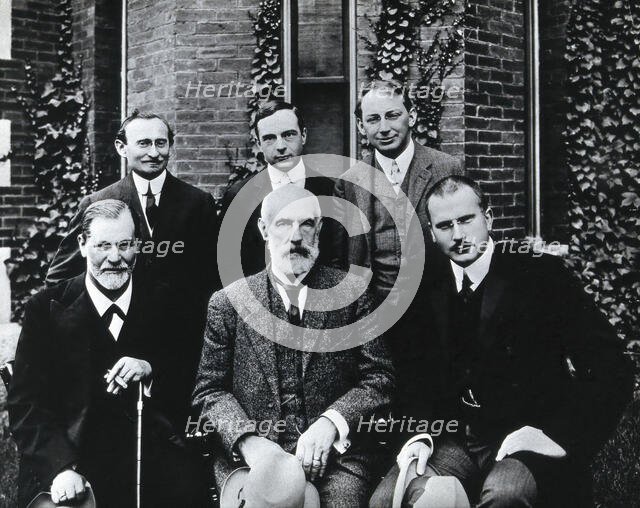 Sigmund Freud, Stanley Hall, Carl Gustav Jung, Abraham Arden Brill, Ernest Jones and..., 1909. Creator: Unknown.