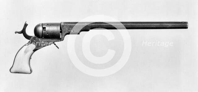 Colt Paterson Percussion Revolver, No. 5, Holster Model, serial no. 528, American, ca. 1838-40. Creator: Samuel Colt.