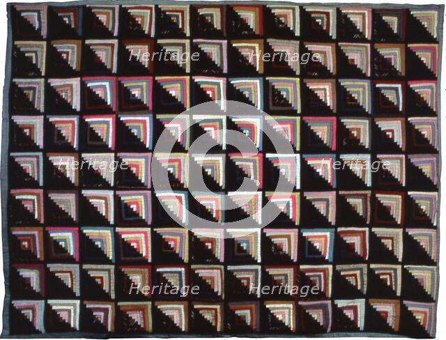 Bedcover (Log Cabin Quilt), Illinois, Late 1880s. Creator: Unknown.