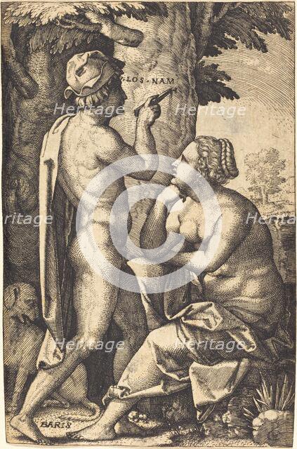 Paris Writing Words of Love to Oenone. Creator: Georg Pencz.