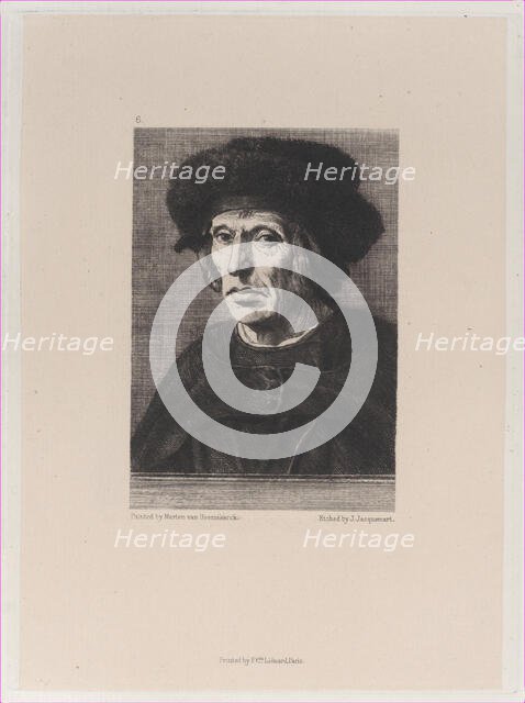 Portrait of Jacob van Veen, after Maarten van Heemskerck, 1871. Creator: Jules-Ferdinand Jacquemart.
