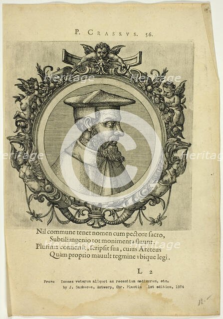 Portrait of P. Crassus, published 1574. Creators: Unknown, Johannes Sambucus.