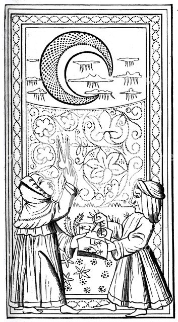 'The Moon', tarot card, 14th century, (1870). Artist: Unknown