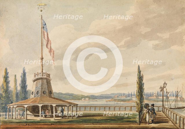 The Traveler's First View of New York—The Battery and Flagstaff, 1811-ca. 1813. Creator: Pavel Petrovic Svin'in.