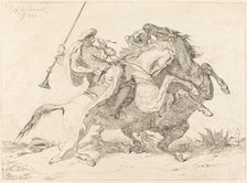 Encounter of the Moorish Horsemen (Rencontre de Cavaliers Maures), 1834. Creator: Eugene Delacroix.