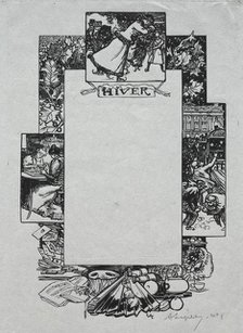 Paris Almanac, 1897: Decorative Border, Winter, 1897. Creator: Auguste Louis Lepère (French, 1849-1918).