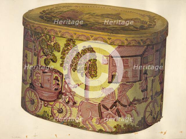 Bandbox Design - Stagecoach, c. 1941. Creator: Eleanor Ruelos.