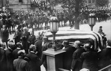 Taking Gaynor coffin from home to lie in state in City Hall, 1913. Creator: Bain News Service.
