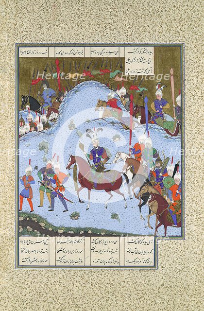 Bahram Gur Advances by Stealth against the Khaqan, Folio 577v from the..., ca. 1530-35. Creator: Bashdan Qara.