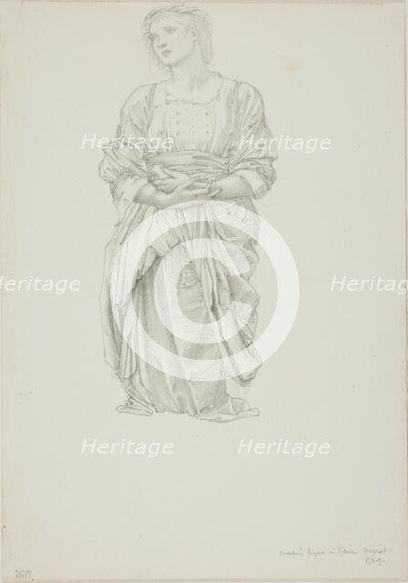 Study for 'The Mirror of Venus': Kneeling Female Figure, c. 1873-77. Creator: Sir Edward Coley Burne-Jones.