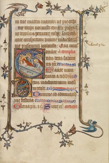 Initial C: The Entombment; Bute Psalter, text and illumination about 1330. Creator: Atelier of the Passion Master.