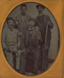 Four Pipe Fitters with Tools, late 1850s-70s. Creator: Unknown.