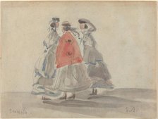 Three Women at Trouville, c. 1865. Creator: Eugene Louis Boudin.