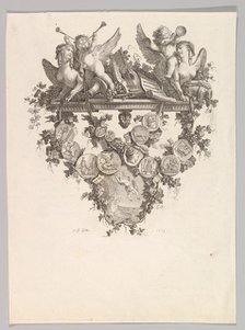 Vignette with Sphinxes and Putti, 1779. Creator: Jean Baptiste Marie Huet.
