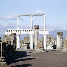 Columns of the Colonnade round the Forumdanc, Pompeii, Italy.  Creator: Unknown.