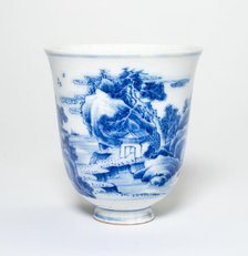 Flared Cup with Figures in a Mountain Landscape, Ming or Qing dynasty, 17th/early 18th cent. Creator: Unknown.