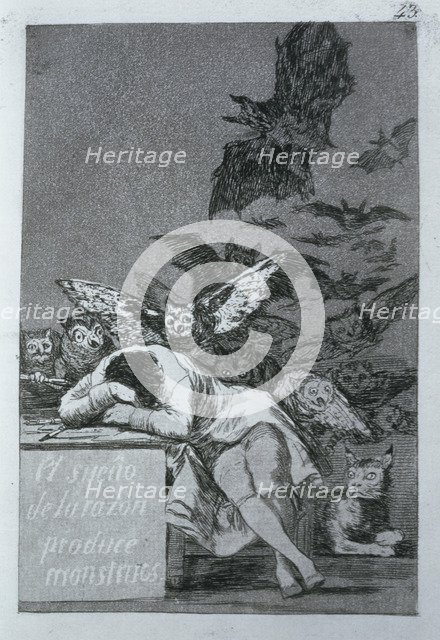 Los Caprichos, series of etchings by Francisco de Goya (1746-1828), plate 43: 'El sueño de la raz…