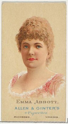 Emma Abbott, from World's Beauties, Series 2 (N27) for Allen & Ginter Cigarettes, 1888., 1888. Creator: Allen & Ginter.