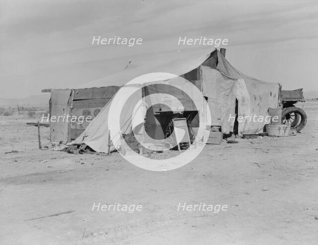 Home of a dust bowl refugee in California, Imperial County, California, 1937. Creator: Dorothea Lange.