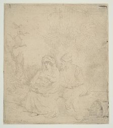 The Rest on the Flight into Egypt; lightly etched, 1645. Creator: Rembrandt Harmensz van Rijn.