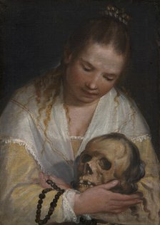 A Young Woman Contemplating a Skull, 1567-1591. Creator: Alessandro Casolani della Torre.