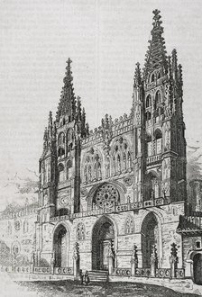 General view of the main facade of the Cathedral, Burgos, Castile-Leon, Spain, 1852.  Creator: Unknown.