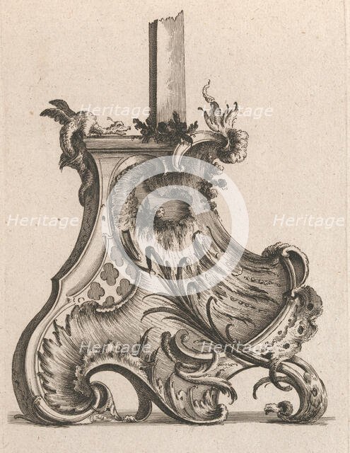 Design for the Base of a Crucifix, Plate 4 from: 'Neü inventierte Crucifix=..., Printed ca. 1750-56. Creator: Jacob Gottlieb Thelot.