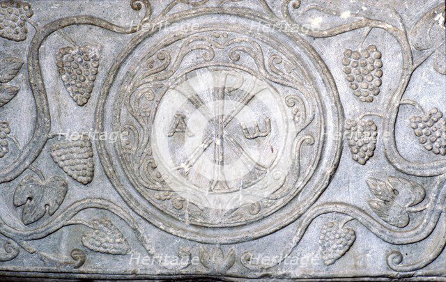 Chi-Rho symbol from Coptic sarcophagus, 7th century. Artist: Unknown.