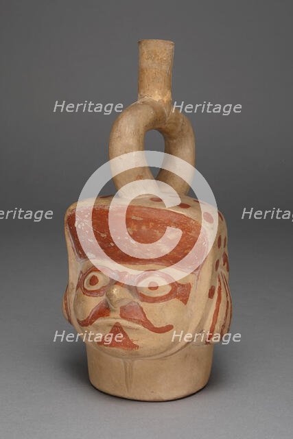 Vessel in Form of a Masked Head with a Mustache, 100 B.C./A.D. 500. Creator: Unknown.