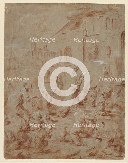 Worshippers at a Street Shrine, 1730/40. Creator: Alessandro Magnasco (Italian, 1667-1749).