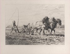 Plowing, 1864. Creator: Charles Emile Jacque.