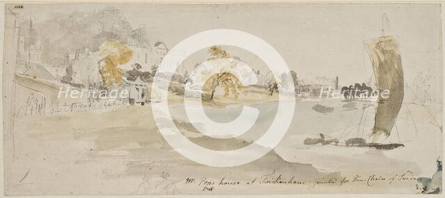 Alexander Pope's villa in Twickenham on the Thames, 1773. Creator: Elias Martin.