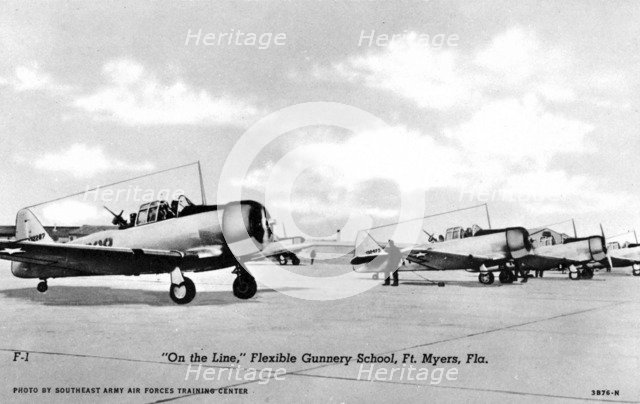 'On the Line', Flexible Gunnery School, Fort Myers, Florida, USA, 1943. Artist: Southeast Army Air Forces Training Center