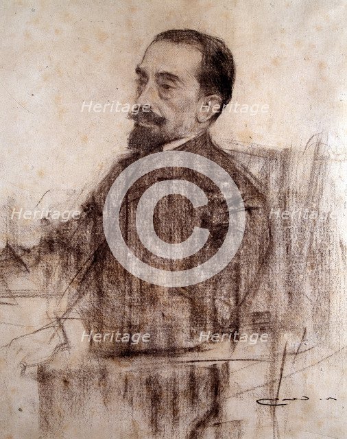 Juan Maragall (1860-1911), Catalan writer, charcoal portrait by Ramon Casas.