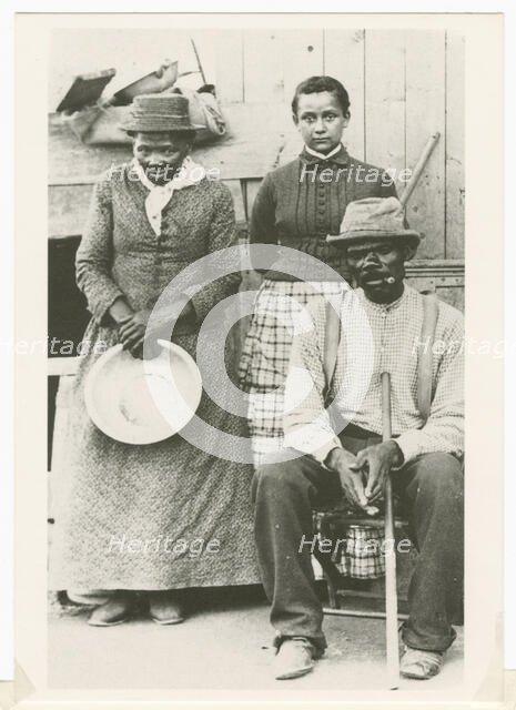 Postcard of Harriet Tubman, Nelson Davis, and daughter Gertie, ca. 1887; printed 1992. Creator: William Haight Cheney.