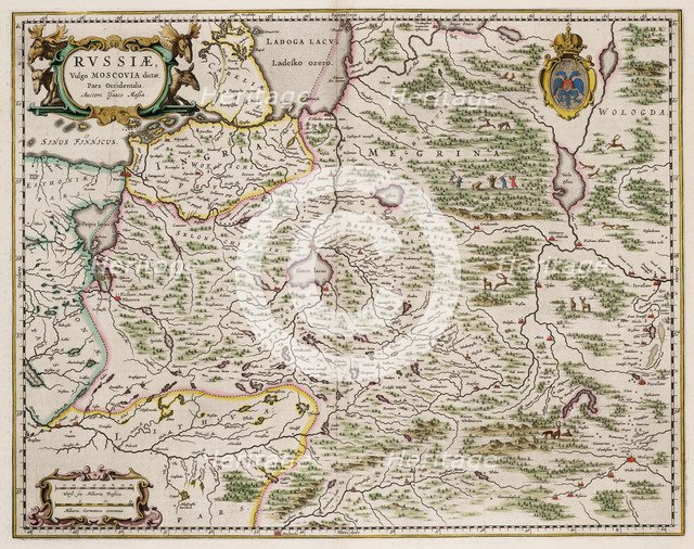Map of Western Russia (From: Partes Septentrionalis et Orientalis), 1664. Artist: Massa, Isaac Abrahamsz. (1586-1643)