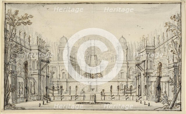 Exedra and cascade inspired by the Water Theater at Villa Aldobrandini, Frascati. Creator: Anon.