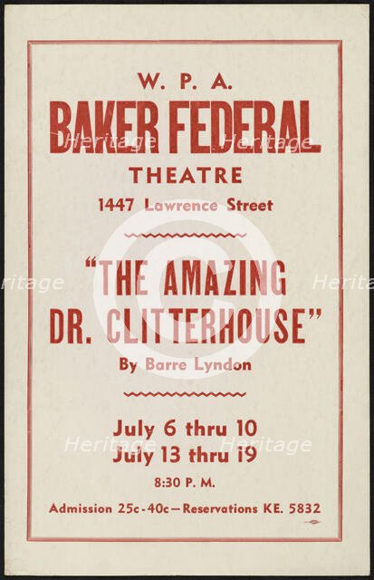 The Amazing Dr. Clitterhouse, Denver, 1938. Creator: Unknown.