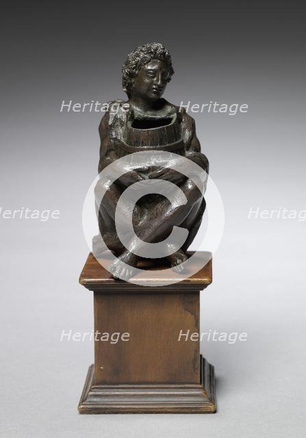 Seated Boy Clothed with Goat Skins Holding an Open Barrel, c. 1525. Creator: Unknown.