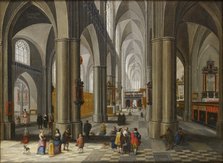 Interior of a Cathedral with Figures, 1640-1660. Artist: Pieter Neefs.
