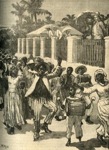 Slavery emancipation festival in Barbados, c1834 (c1890). Creator: Unknown.