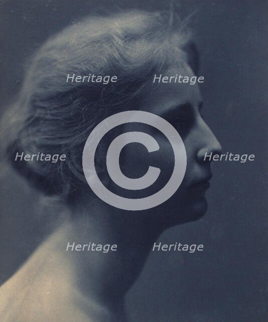 Young woman, facing right, head-and-shoulders profile portrait, c1900. Creator: Unknown.