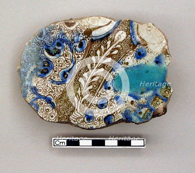 Fragment with partial figural design, Saljuq period, early 13th century. Creator: Unknown.