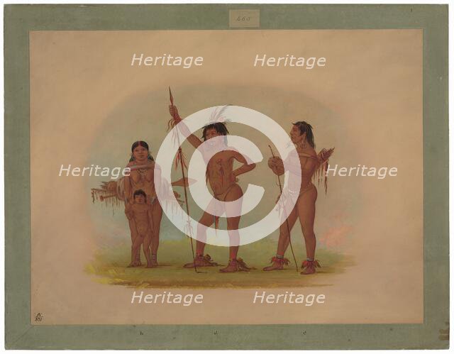 Four Mura Indians, 1854/1869. Creator: George Catlin.